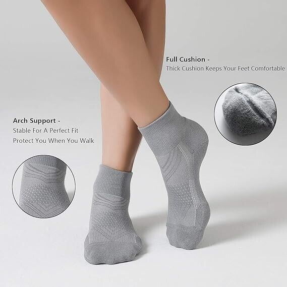 CelerSport 6 Pack Men's Ankle Socks with Cushion, Sport Athletic Running Socks M