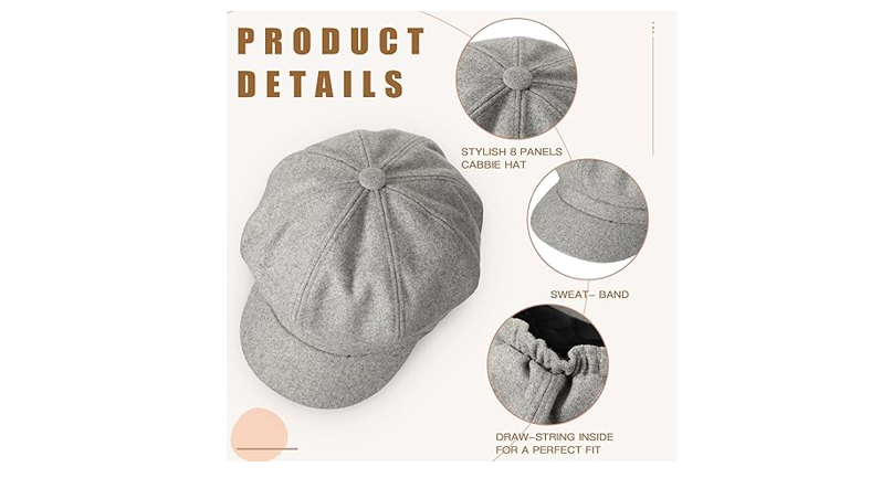 Cindeer 5 Pcs Women Newsboy Cap Ladies Hat Warm Wool Visor Beret Hats, One Size