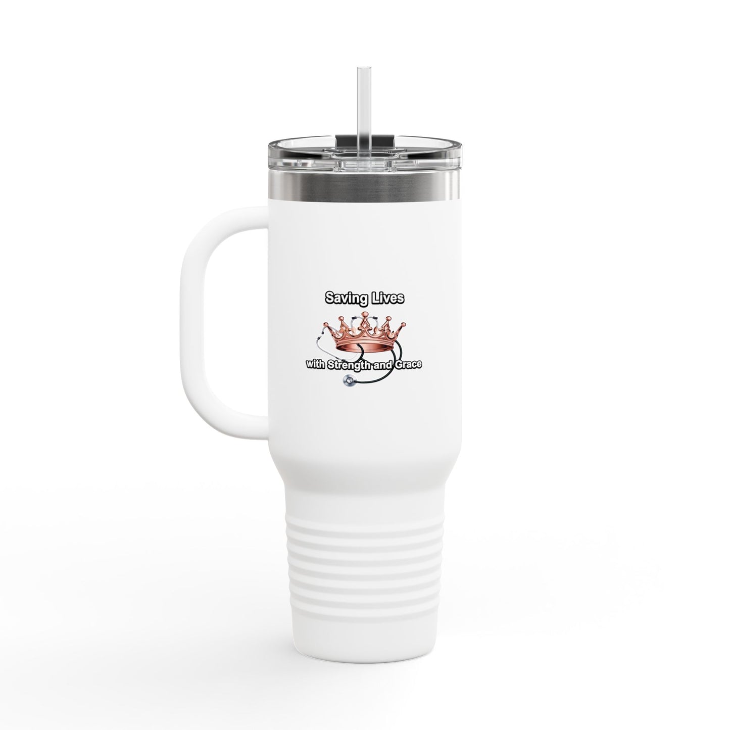 Travel Mug — “Saving Lives One Caffeine Boost at a Time” 40oz Insulated Tumbler