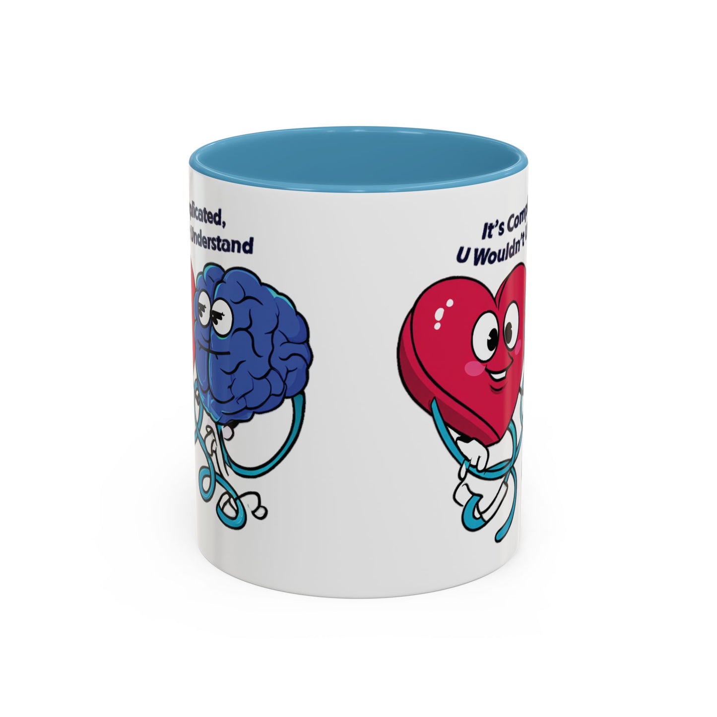 'It's Complicated, U Wouldn't Understand' Heart & Brain Accent Coffee Mug