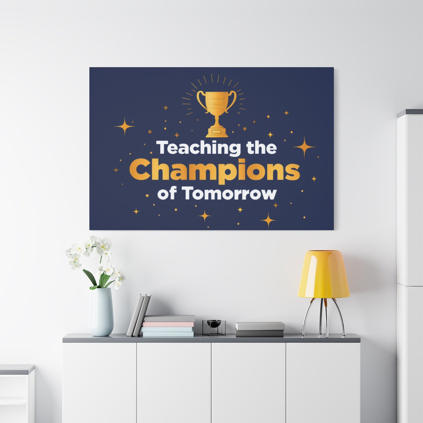 Teaching the Champions of Tomorrow Canvas — Teacher Appreciation Trophy Wall Art