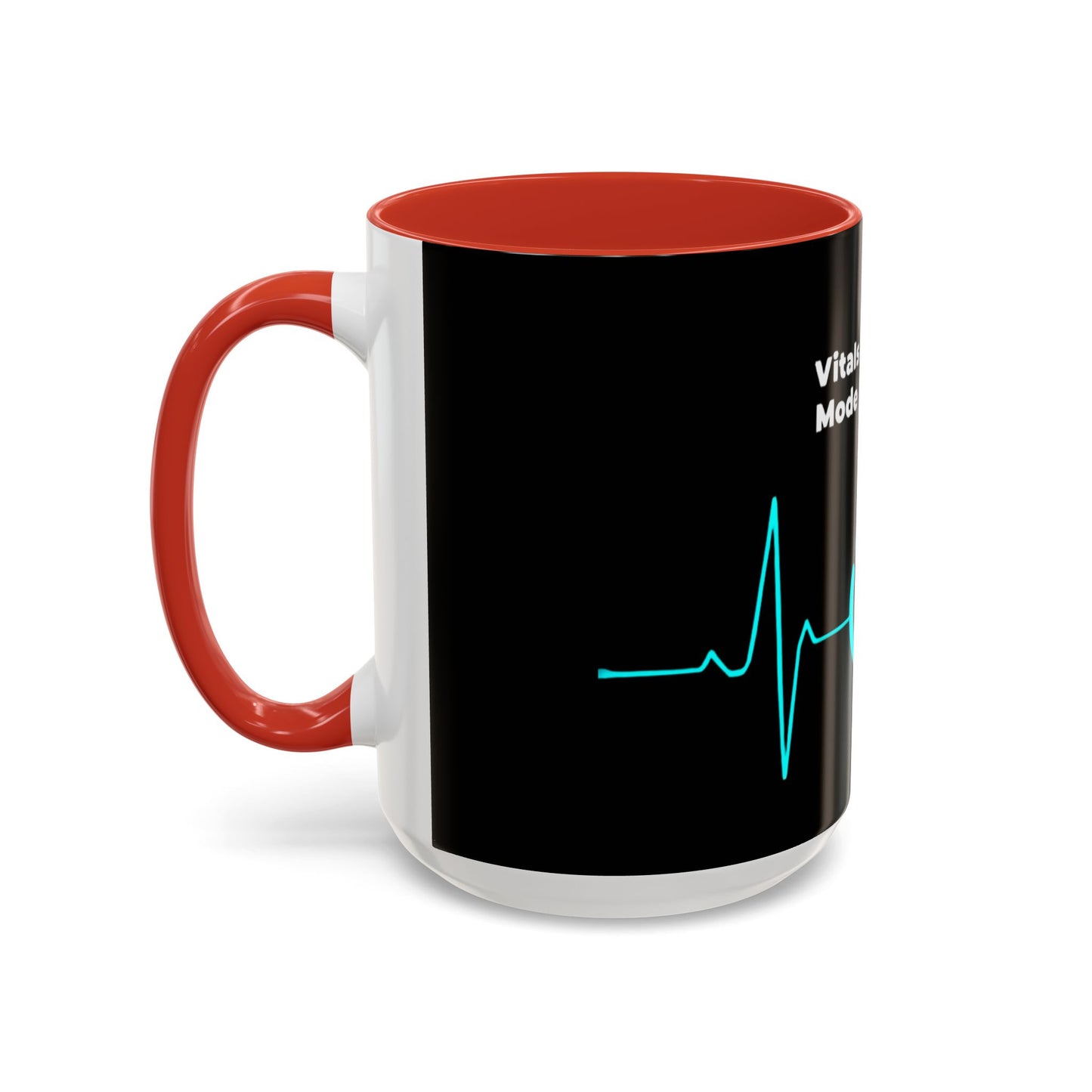 Vitals Checked. Mode Activated. Coffee Mug — Medical ECG Power Button Accent Mug (11/15oz)