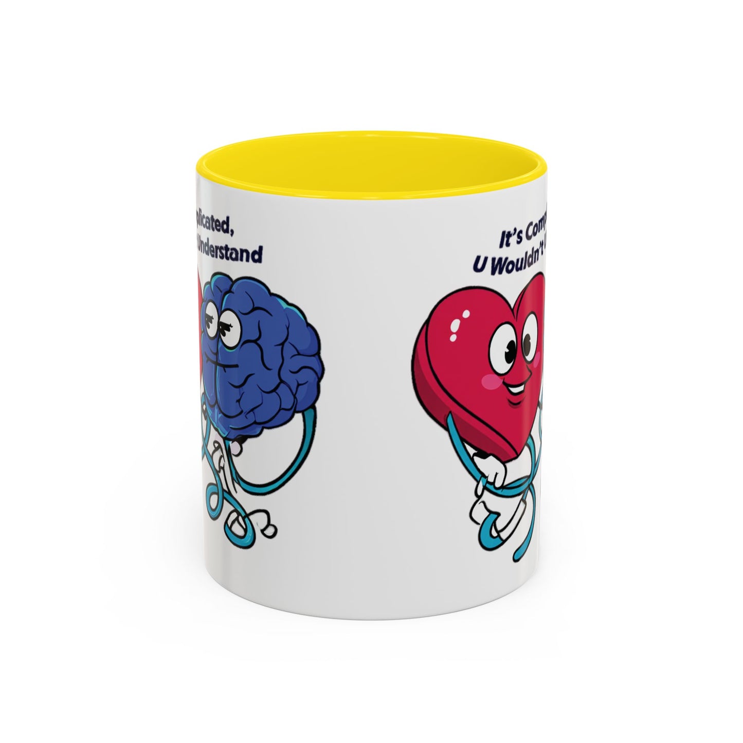 'It's Complicated, U Wouldn't Understand' Heart & Brain Accent Coffee Mug