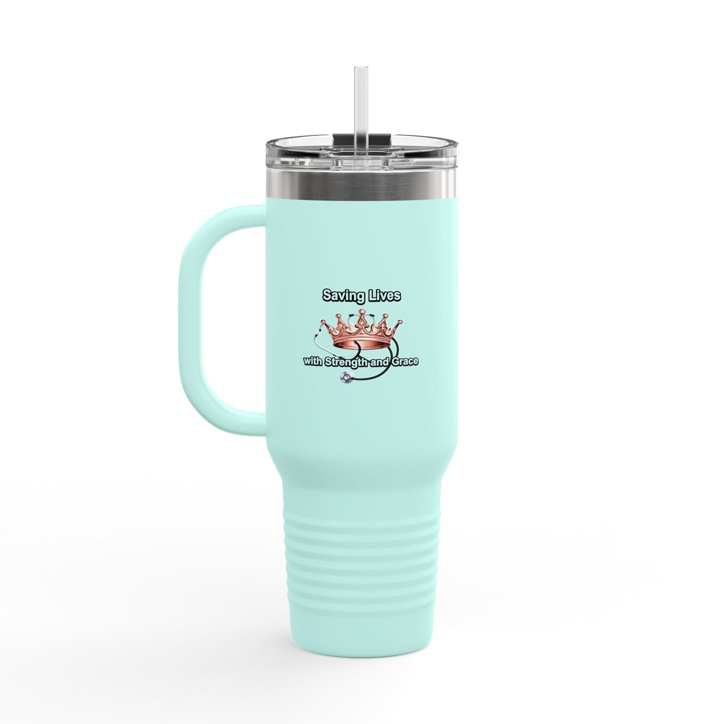 Travel Mug — “Saving Lives One Caffeine Boost at a Time” 40oz Insulated Tumbler