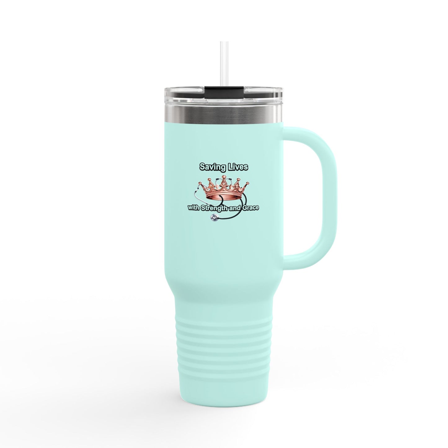 Travel Mug — “Saving Lives One Caffeine Boost at a Time” 40oz Insulated Tumbler