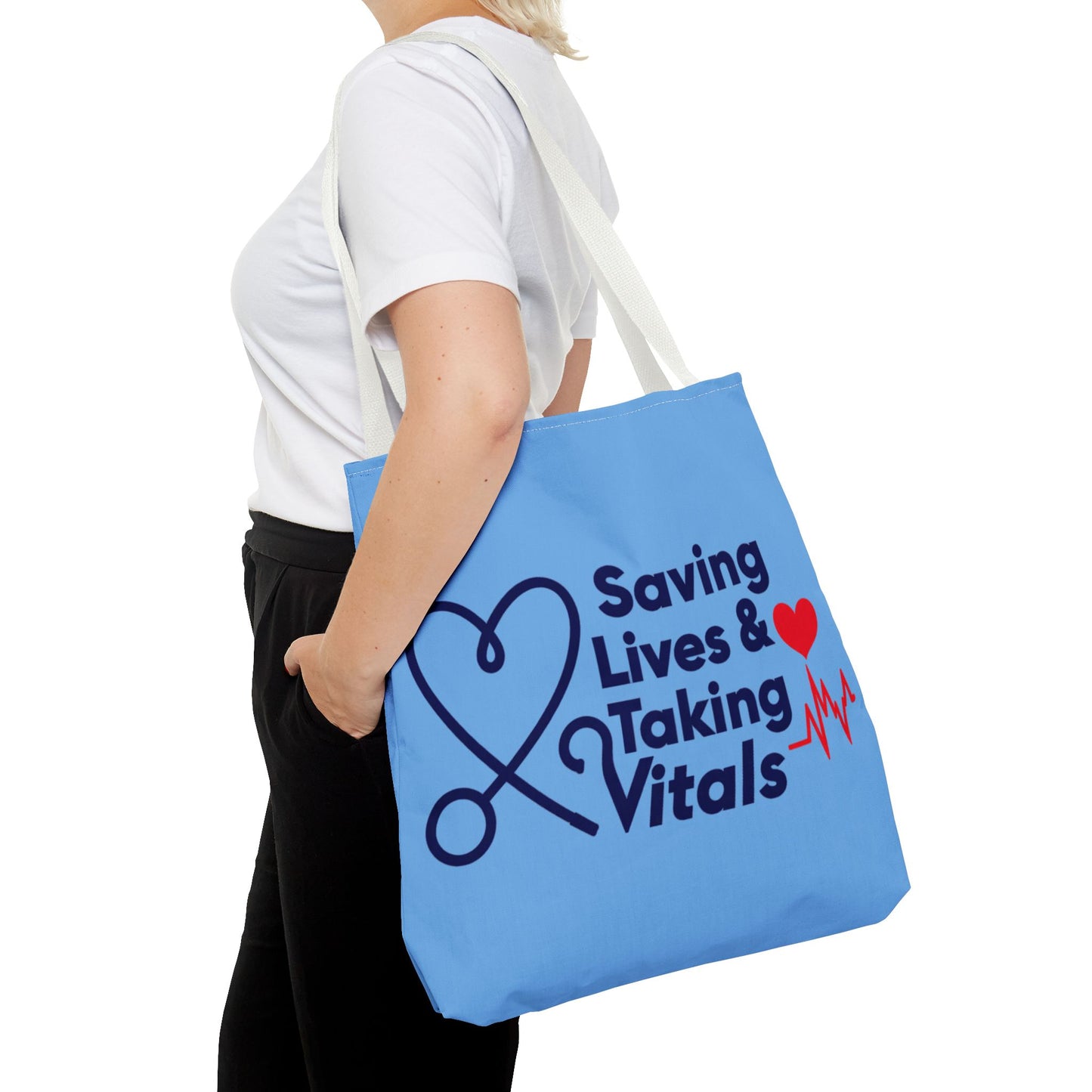 Tote — "Saving Lives & Taking Vitals" Medical Nurse Stethoscope Tote Bag