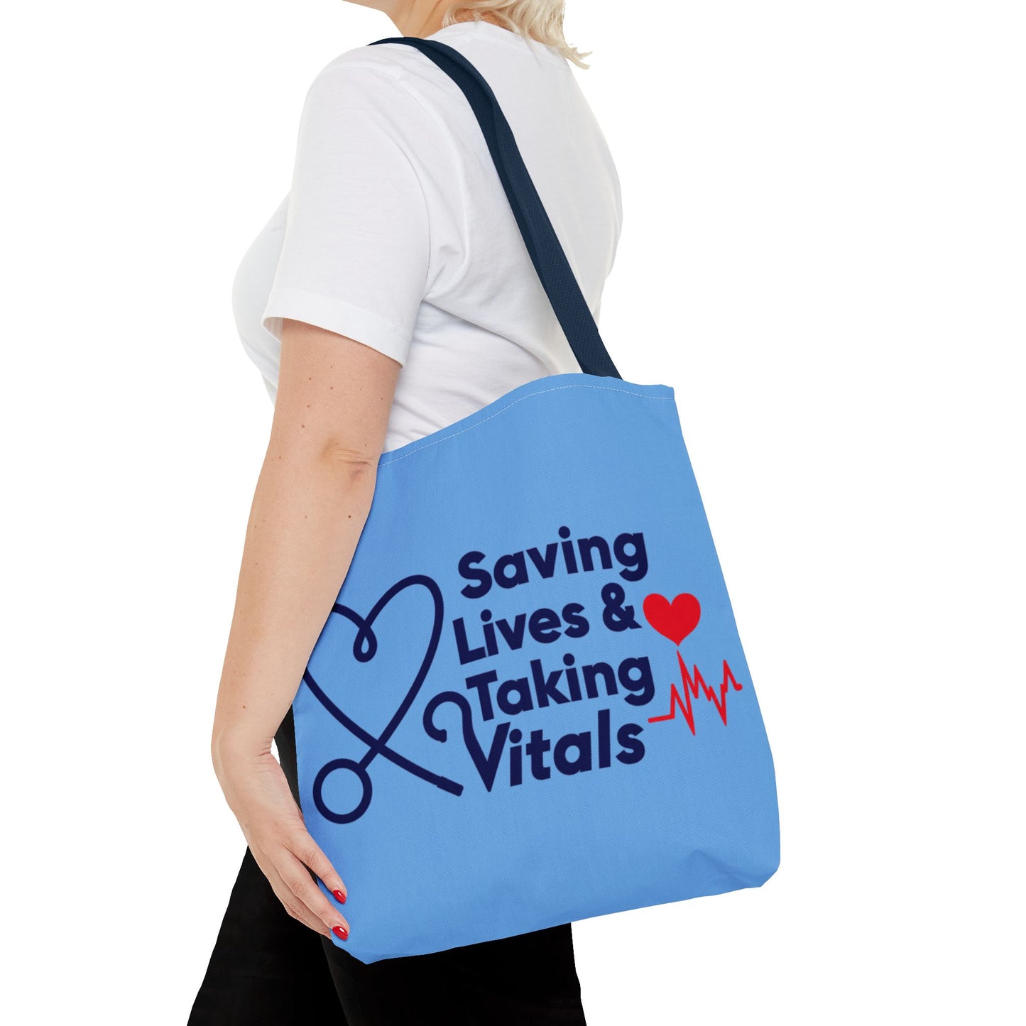 Tote — "Saving Lives & Taking Vitals" Medical Nurse Stethoscope Tote Bag