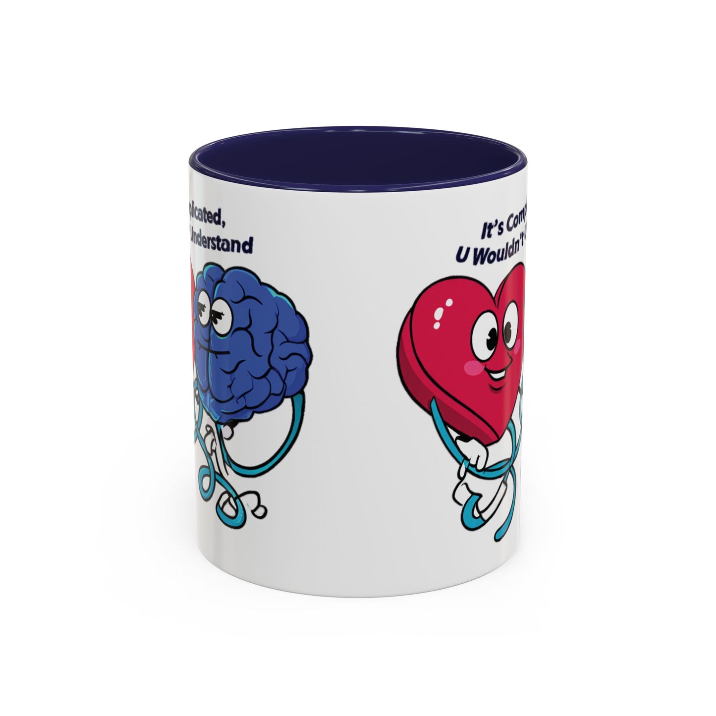 'It's Complicated, U Wouldn't Understand' Heart & Brain Accent Coffee Mug