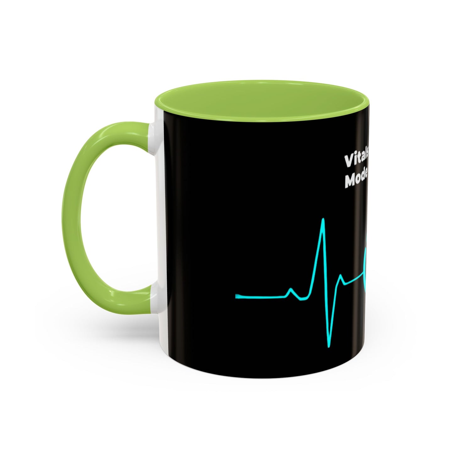 Vitals Checked. Mode Activated. Coffee Mug — Medical ECG Power Button Accent Mug (11/15oz)