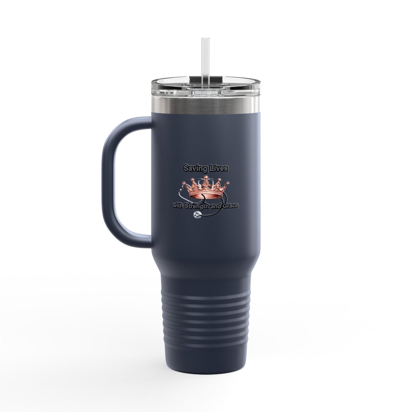 Travel Mug — “Saving Lives One Caffeine Boost at a Time” 40oz Insulated Tumbler