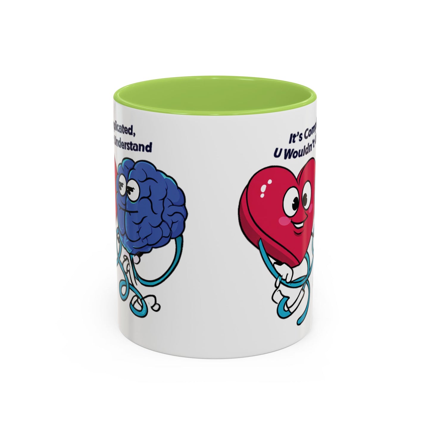 'It's Complicated, U Wouldn't Understand' Heart & Brain Accent Coffee Mug