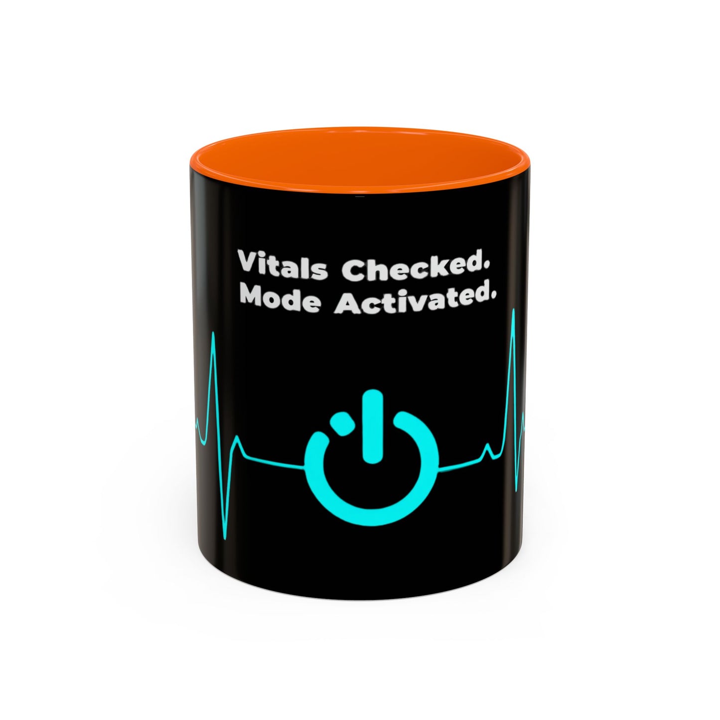 Vitals Checked. Mode Activated. Coffee Mug — Medical ECG Power Button Accent Mug (11/15oz)