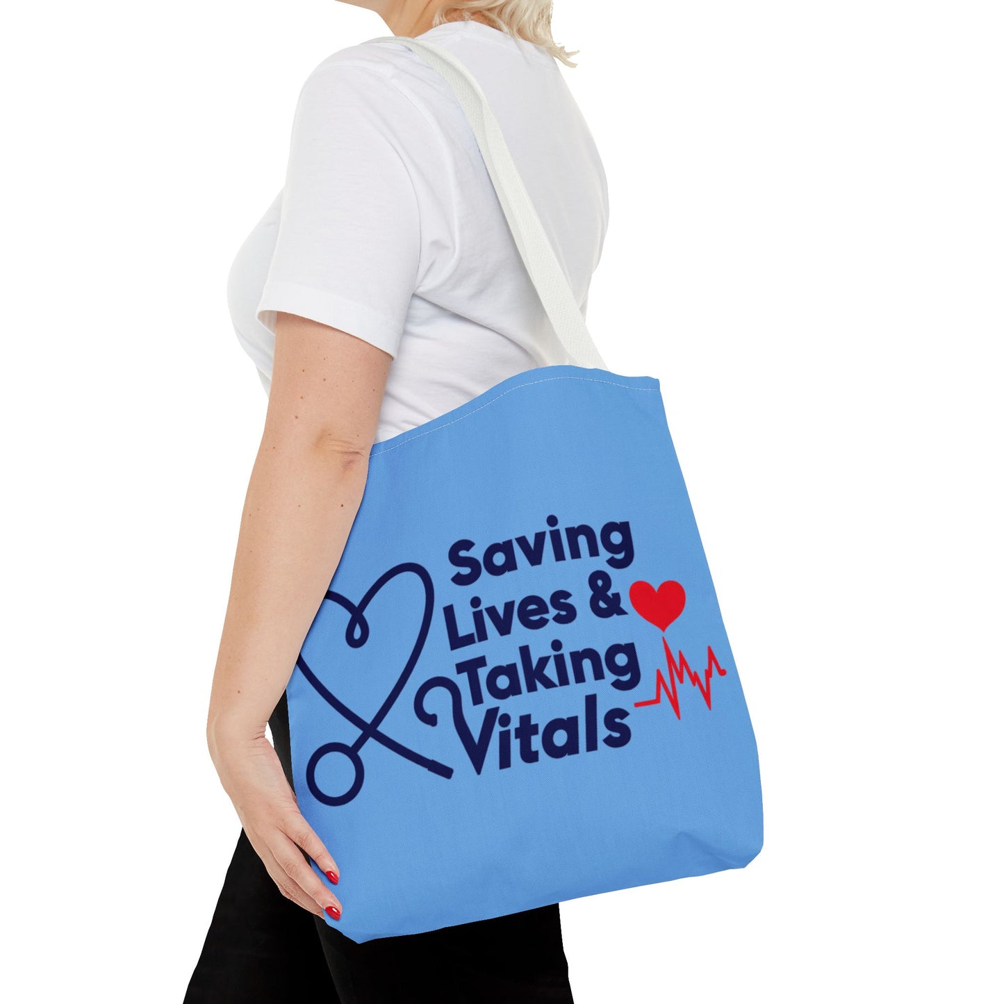 Tote — "Saving Lives & Taking Vitals" Medical Nurse Stethoscope Tote Bag
