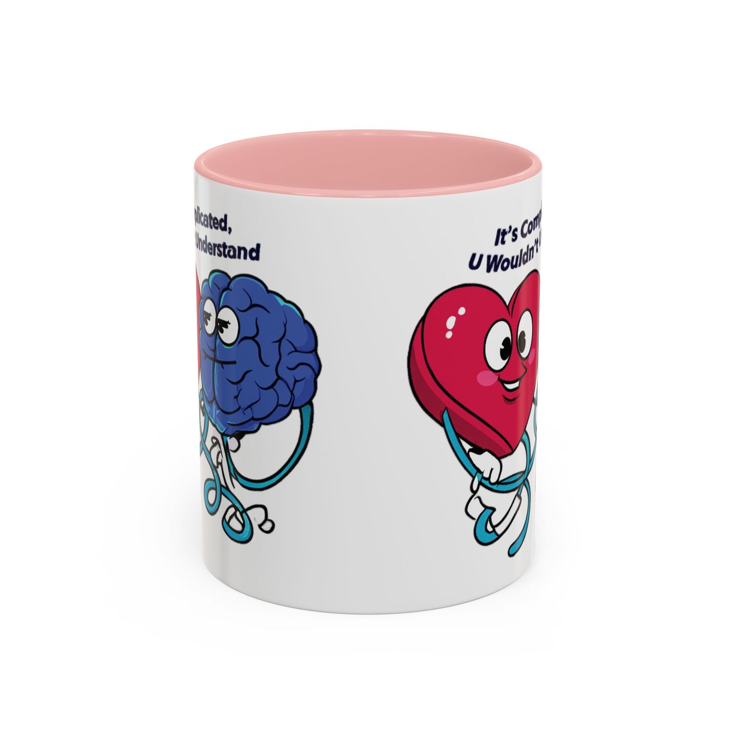 'It's Complicated, U Wouldn't Understand' Heart & Brain Accent Coffee Mug