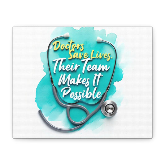 Canvas Wall Art - "Doctors Save Lives, Their Team Makes It Possible" Stethoscope Medical Tribute