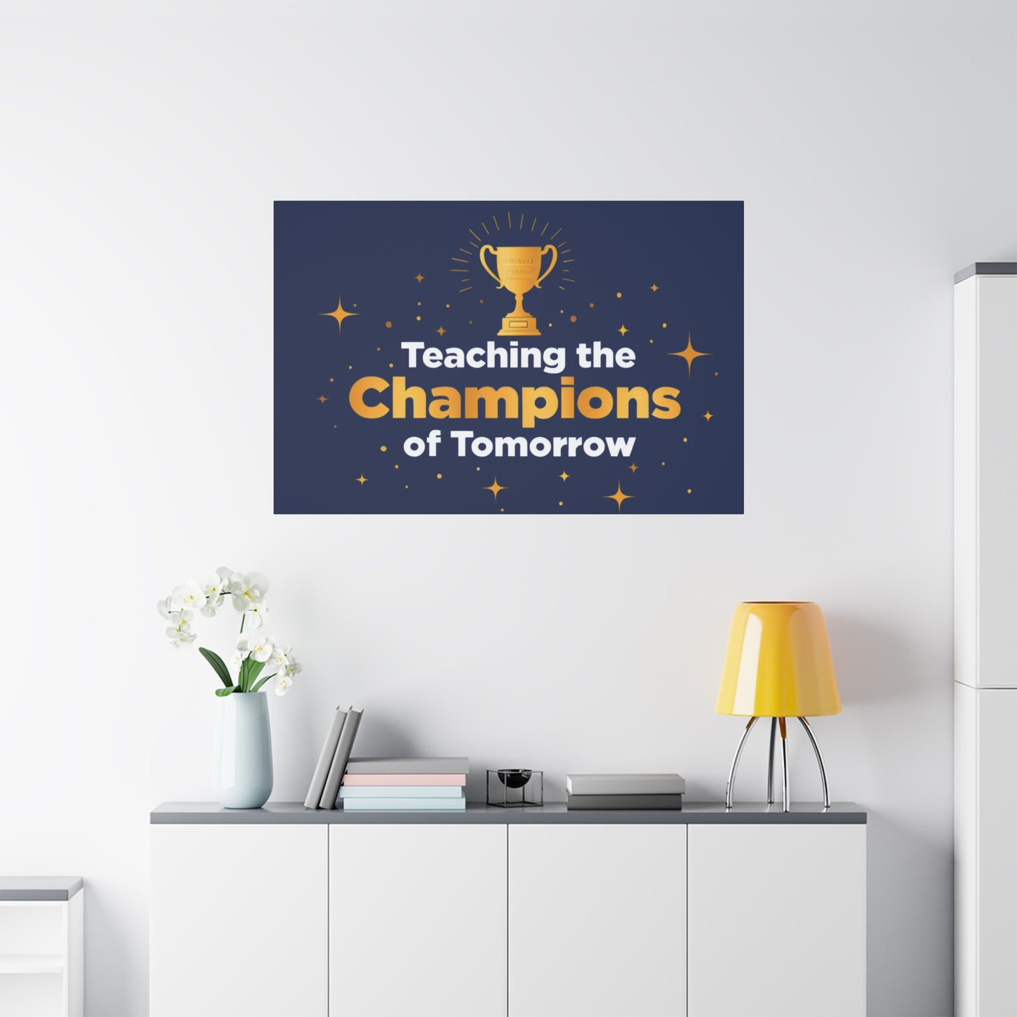 Teaching the Champions of Tomorrow Canvas — Teacher Appreciation Trophy Wall Art