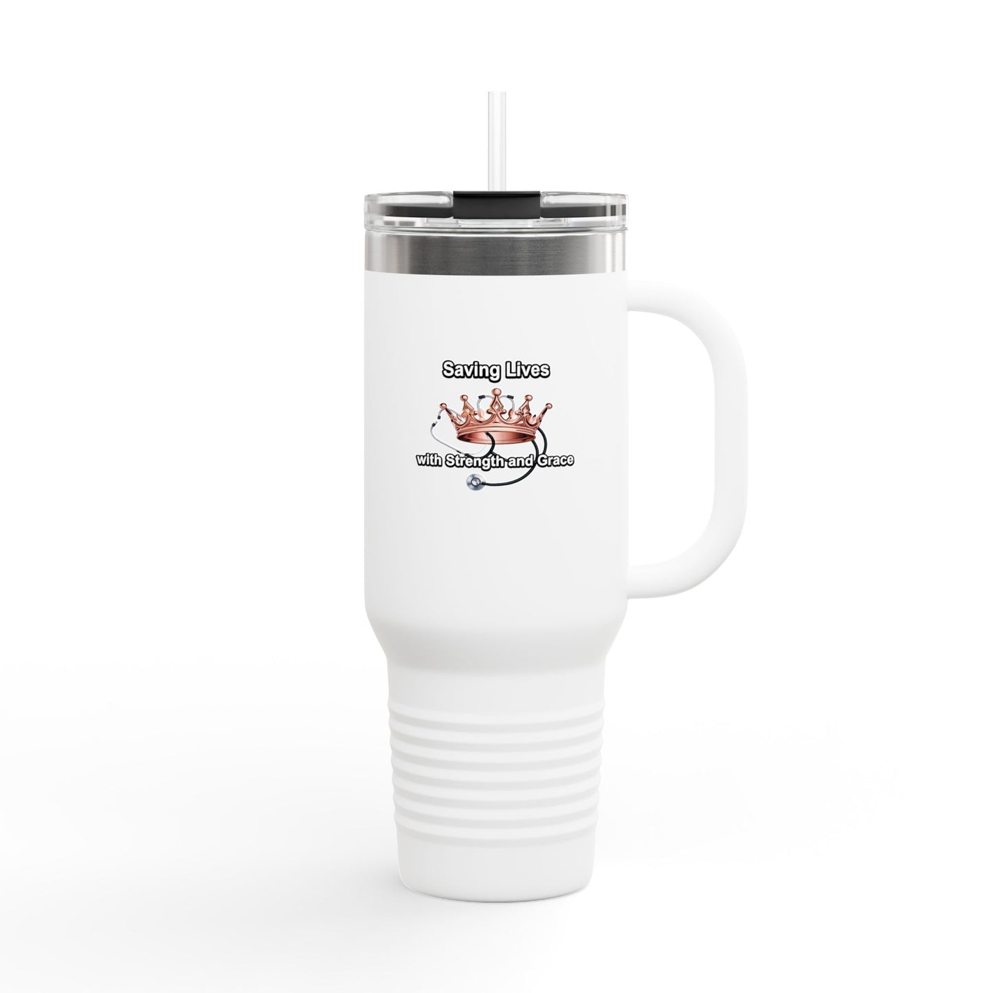 Travel Mug — “Saving Lives One Caffeine Boost at a Time” 40oz Insulated Tumbler