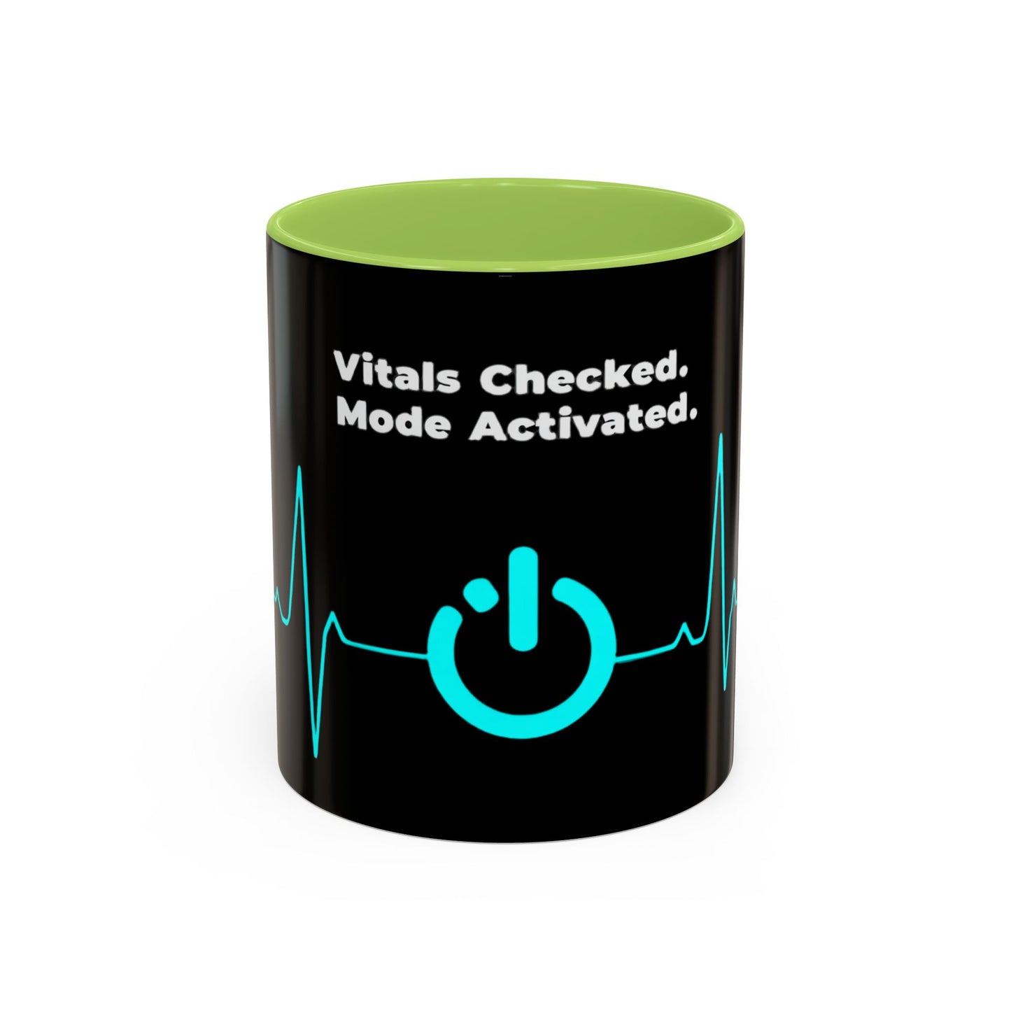 Vitals Checked. Mode Activated. Coffee Mug — Medical ECG Power Button Accent Mug (11/15oz)