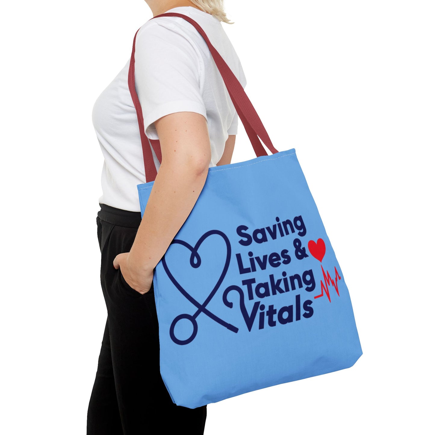 Tote — "Saving Lives & Taking Vitals" Medical Nurse Stethoscope Tote Bag