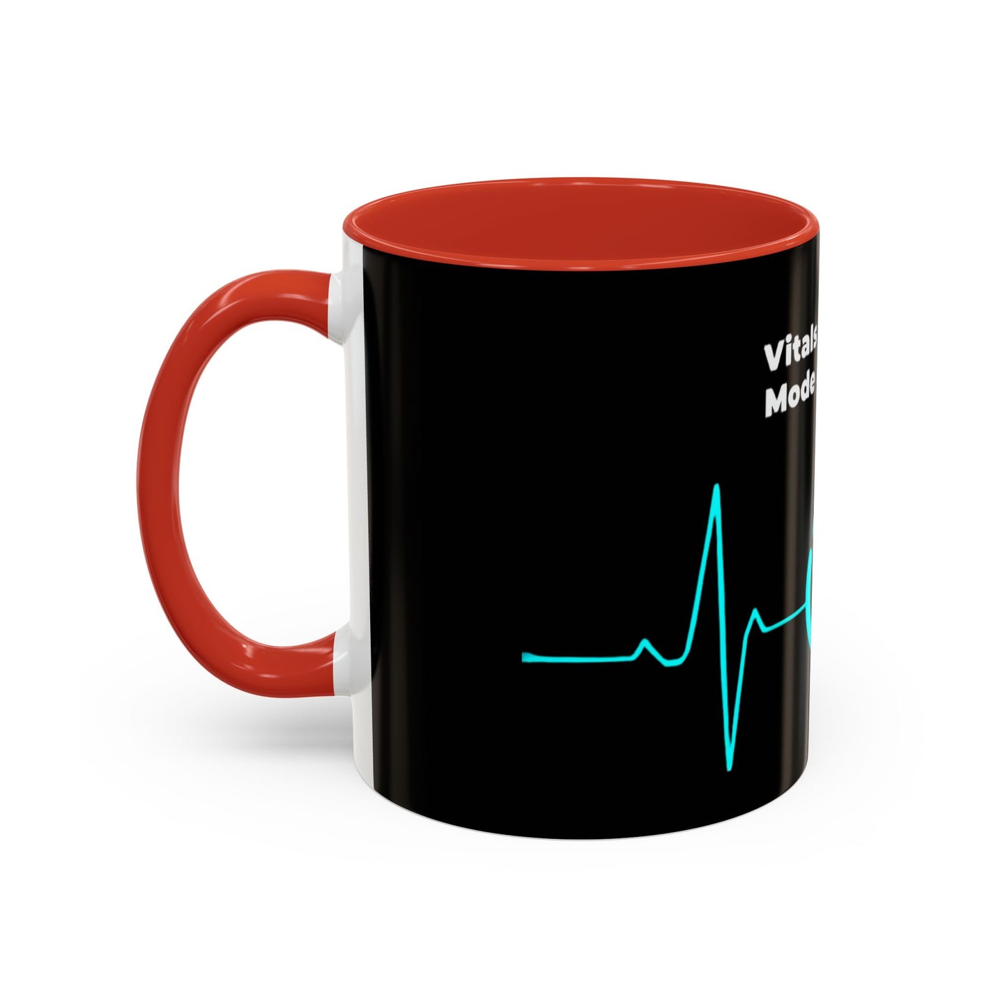 Vitals Checked. Mode Activated. Coffee Mug — Medical ECG Power Button Accent Mug (11/15oz)