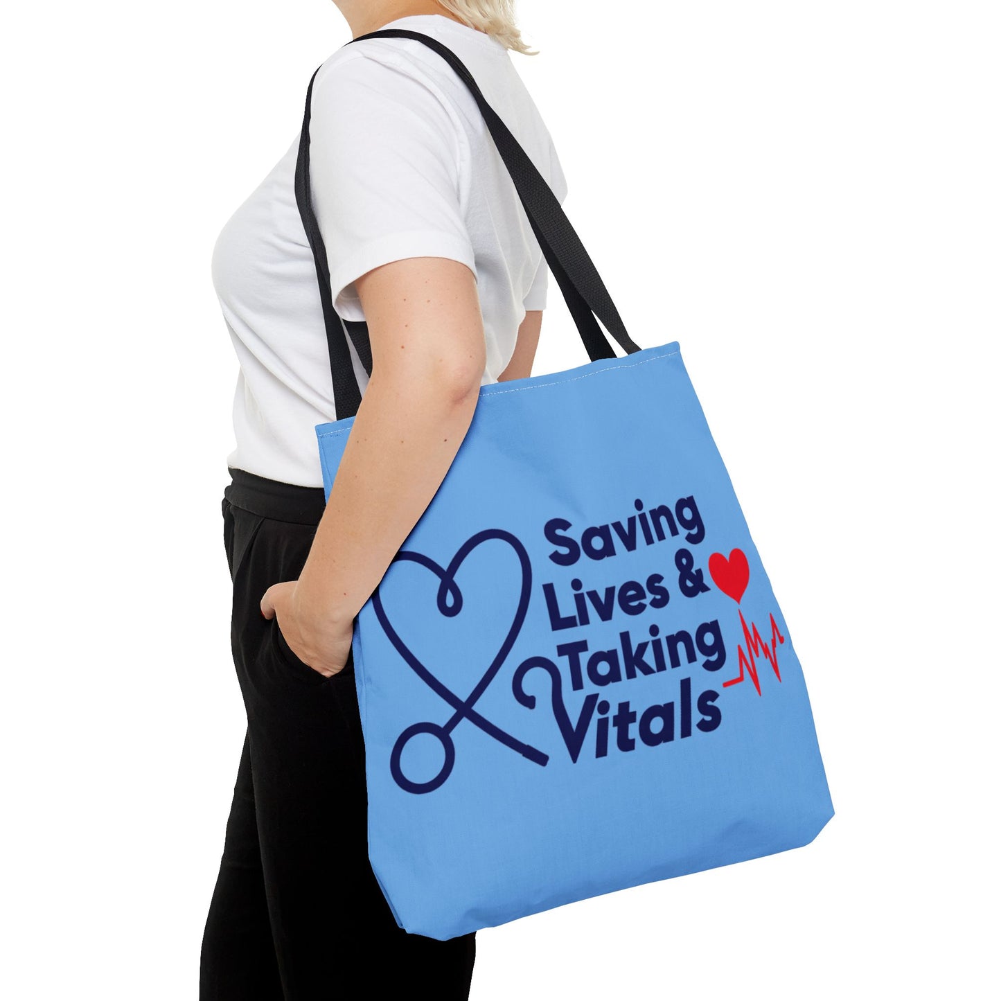 Tote — "Saving Lives & Taking Vitals" Medical Nurse Stethoscope Tote Bag