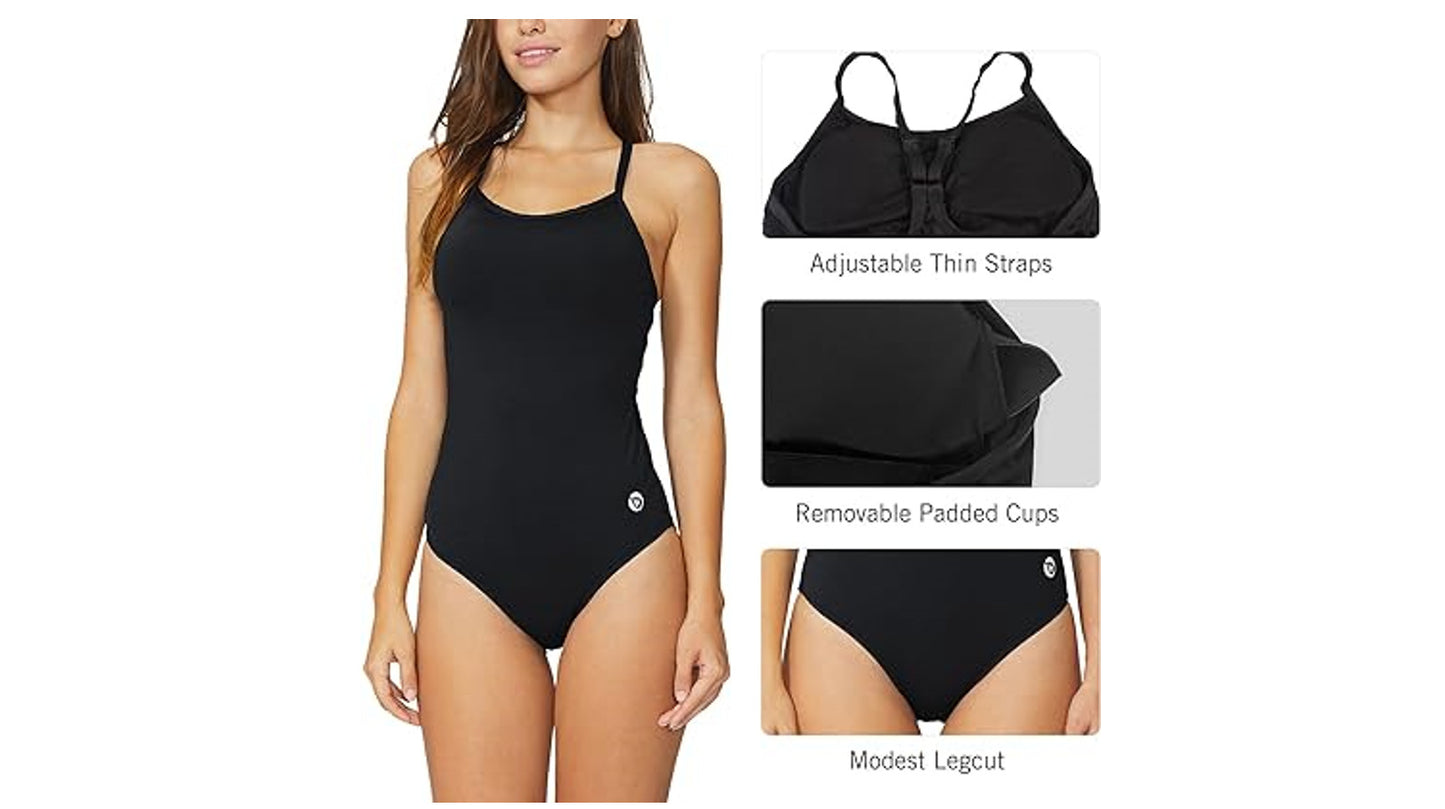 BALEAF Women's Athletic Training Adjustable Strap One Piece Swimsuit Swimwear~34