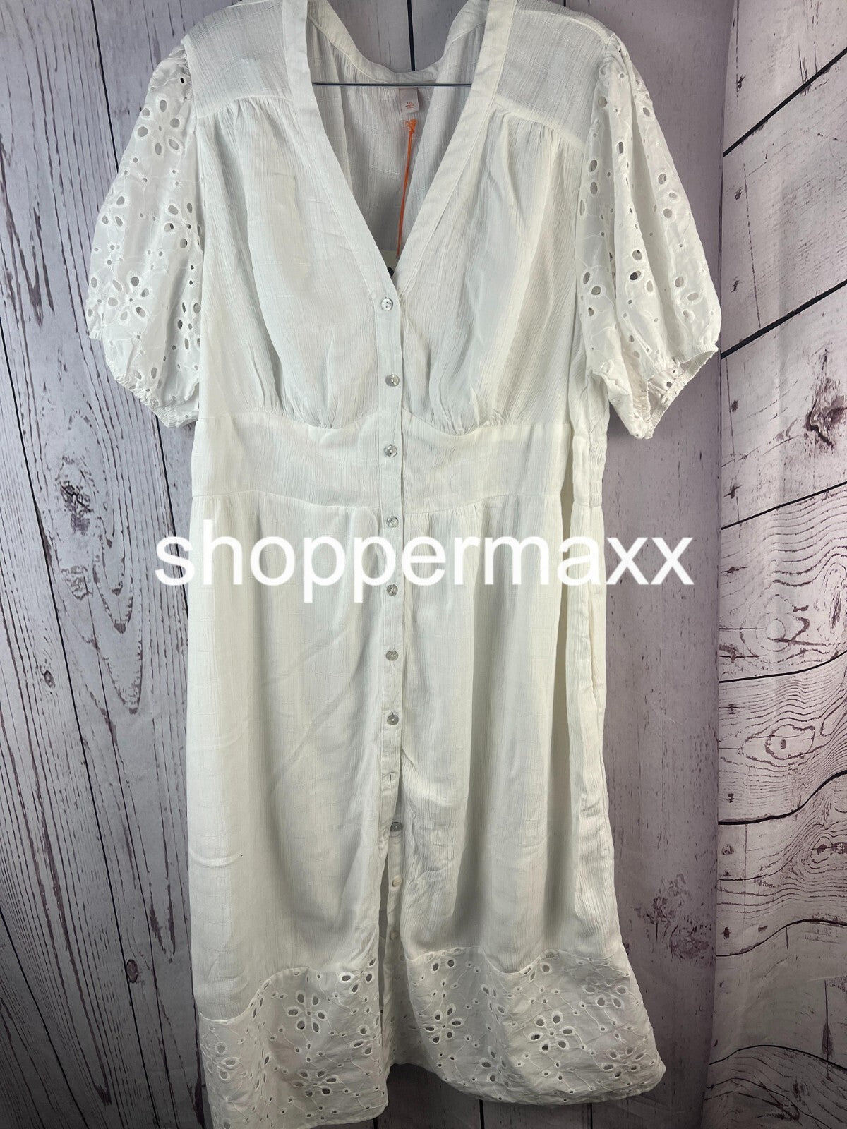 WOMEN'S SHORT SLEEVE A-LINE DRESS - KNOX ROSE, WHITE~ SIZE XX-LARGE