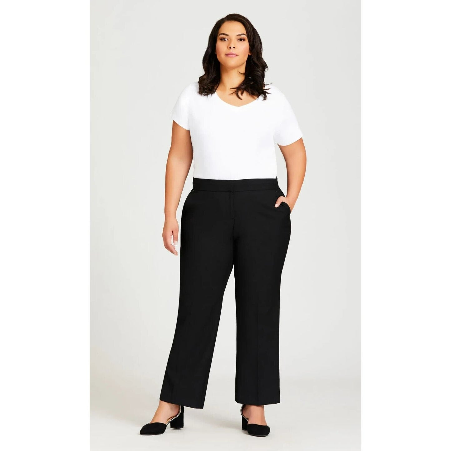 Avenue Women's Plus Size Super Stretch Trousers Pants Black US SZ30