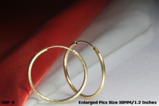 30MM GOLD PLATED STERLING SILVER 925 BRAND NEW BEAUTIFUL FACETED HOOP EARRINGS ~