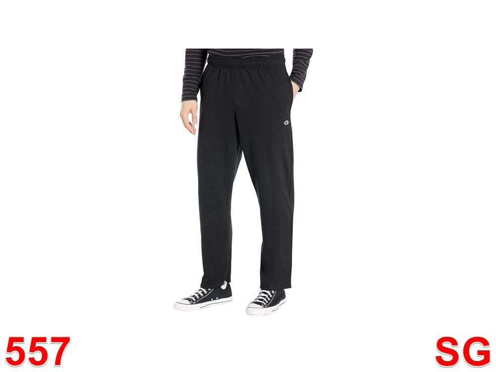 Champion Men's Powerblend Open Bottom Sweatpants, Black C Patch logo ~Small