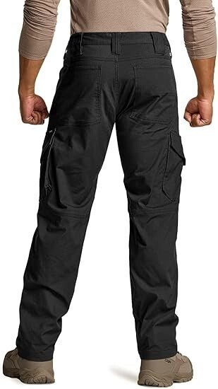 CQR Men Flex Ripstop Tactical Pant, Water Resistant Stretch Cargo Pants 34Wx32L