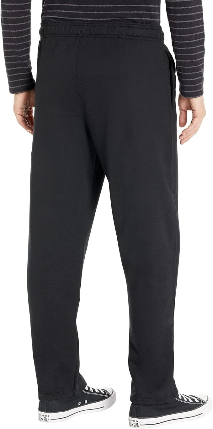 Champion Men's Powerblend Open Bottom Sweatpants, Black C Patch logo ~Small