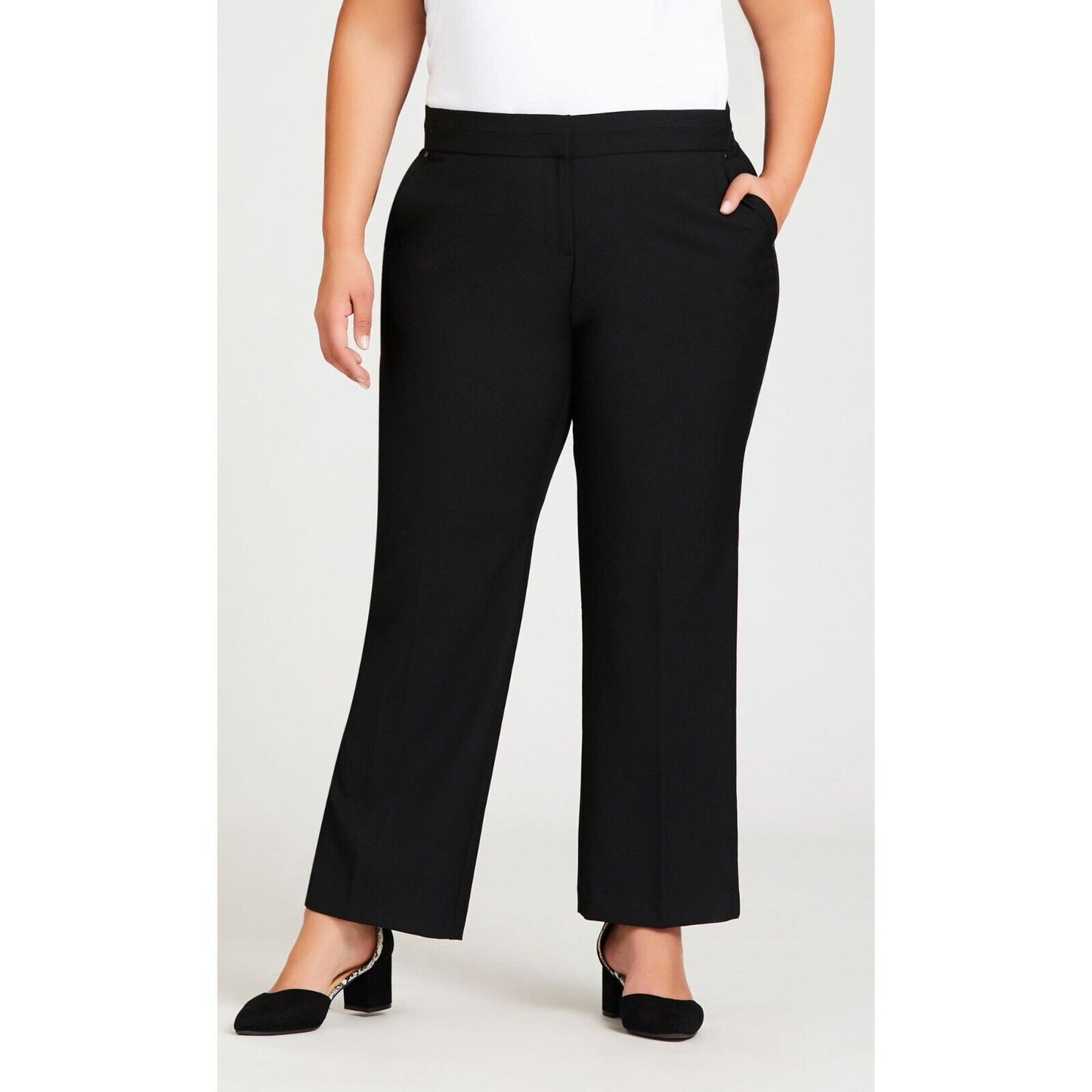 Avenue Women's Plus Size Super Stretch Trousers Pants Black US SZ30