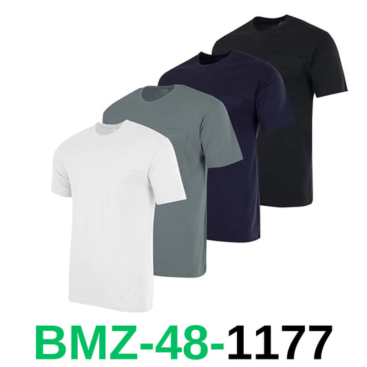 4 Pack:Mens Cotton Quick Dry Dri Fit Shirt Short Sleeve Crew Pocket T-Shirt SZ M