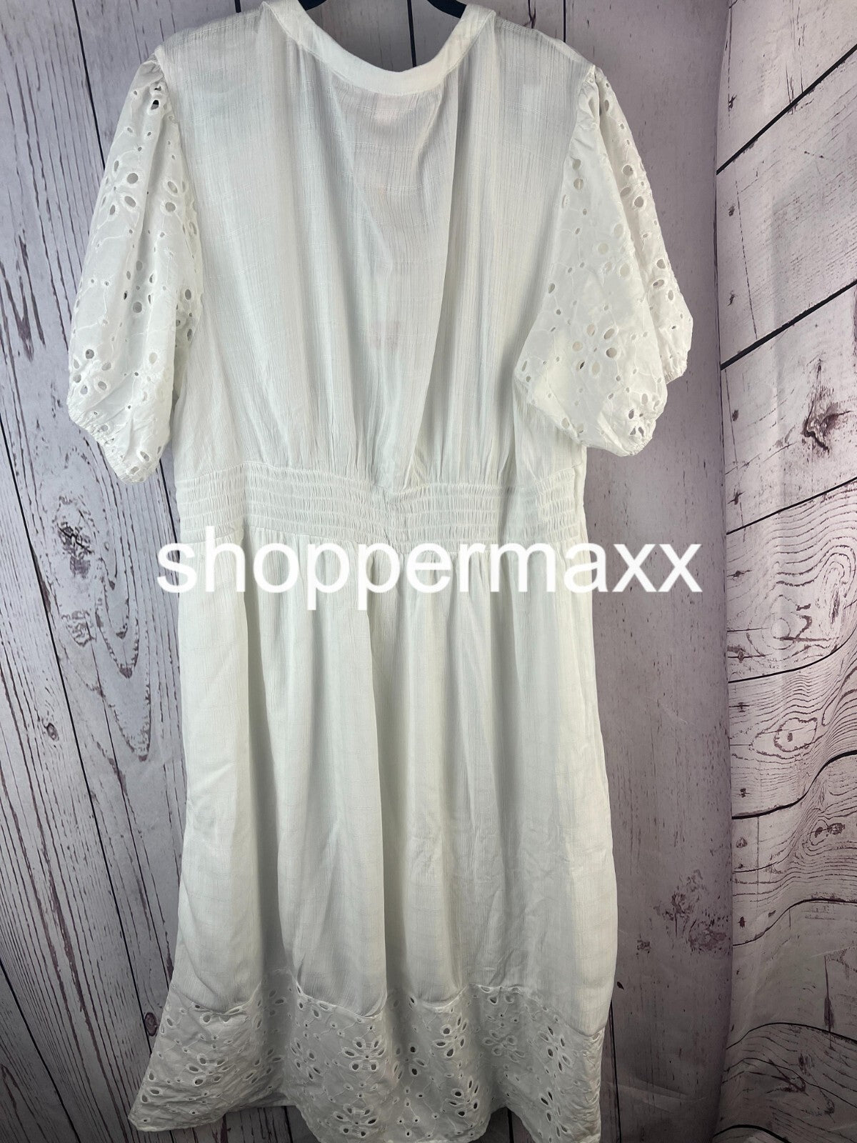 WOMEN'S SHORT SLEEVE A-LINE DRESS - KNOX ROSE, WHITE~ SIZE XX-LARGE