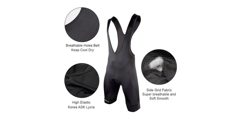 Darevie Men's Cycling Bib Shorts,Elastic Interface Padded Long Riding, L
