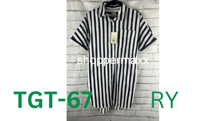 A New Day Women's Short Sleeve Shirtdress, Black White Stripe, Size, SZ- XS
