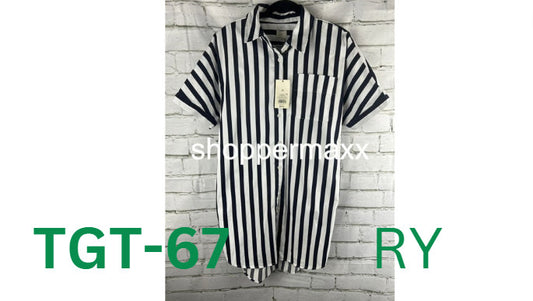 A New Day Women's Short Sleeve Shirtdress, Black White Stripe, Size, SZ- XS