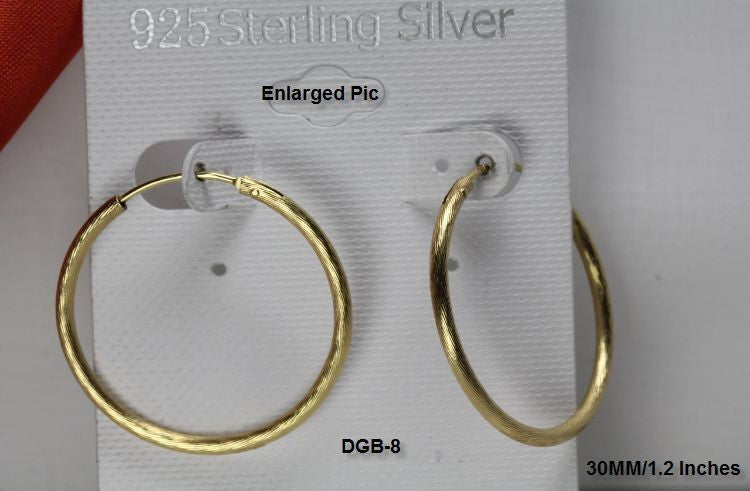 30MM GOLD PLATED STERLING SILVER 925 BRAND NEW BEAUTIFUL FACETED HOOP EARRINGS ~