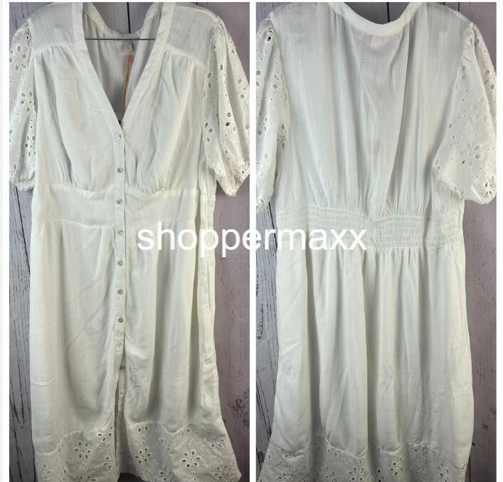 WOMEN'S SHORT SLEEVE A-LINE DRESS - KNOX ROSE, WHITE~ SIZE XX-LARGE