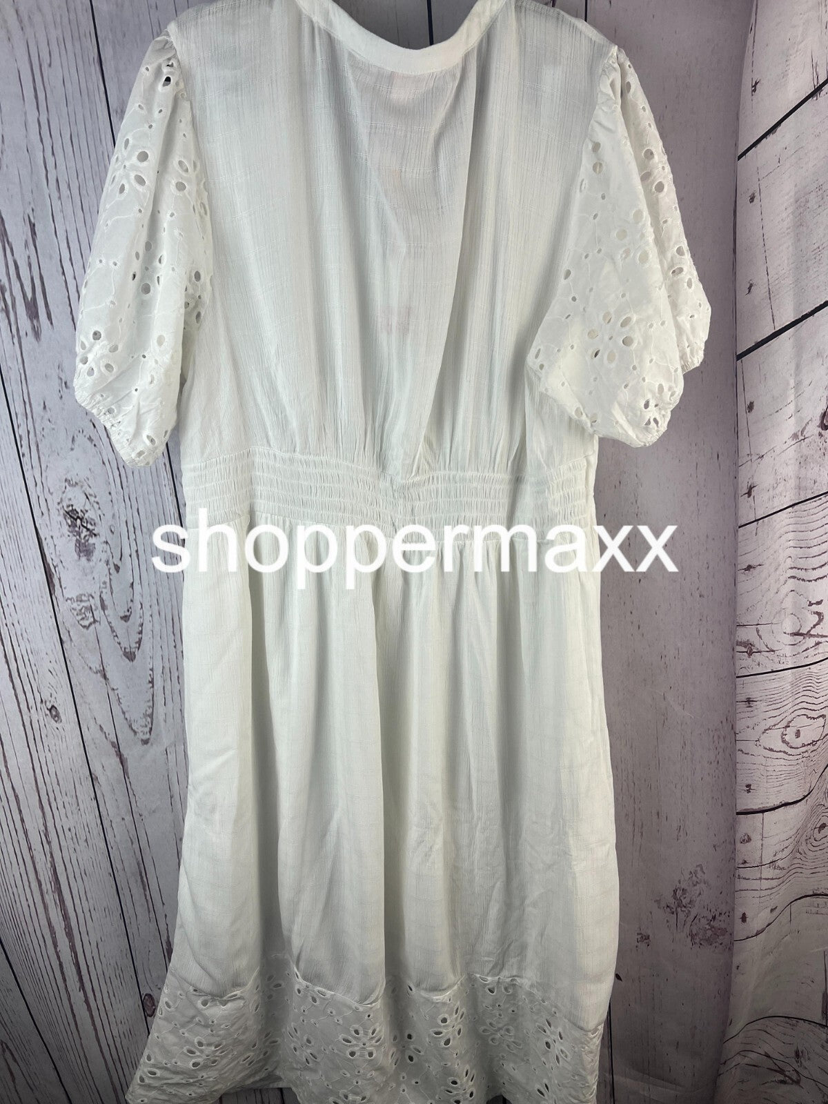 WOMEN'S SHORT SLEEVE A-LINE DRESS - KNOX ROSE, WHITE~ SIZE XX-LARGE