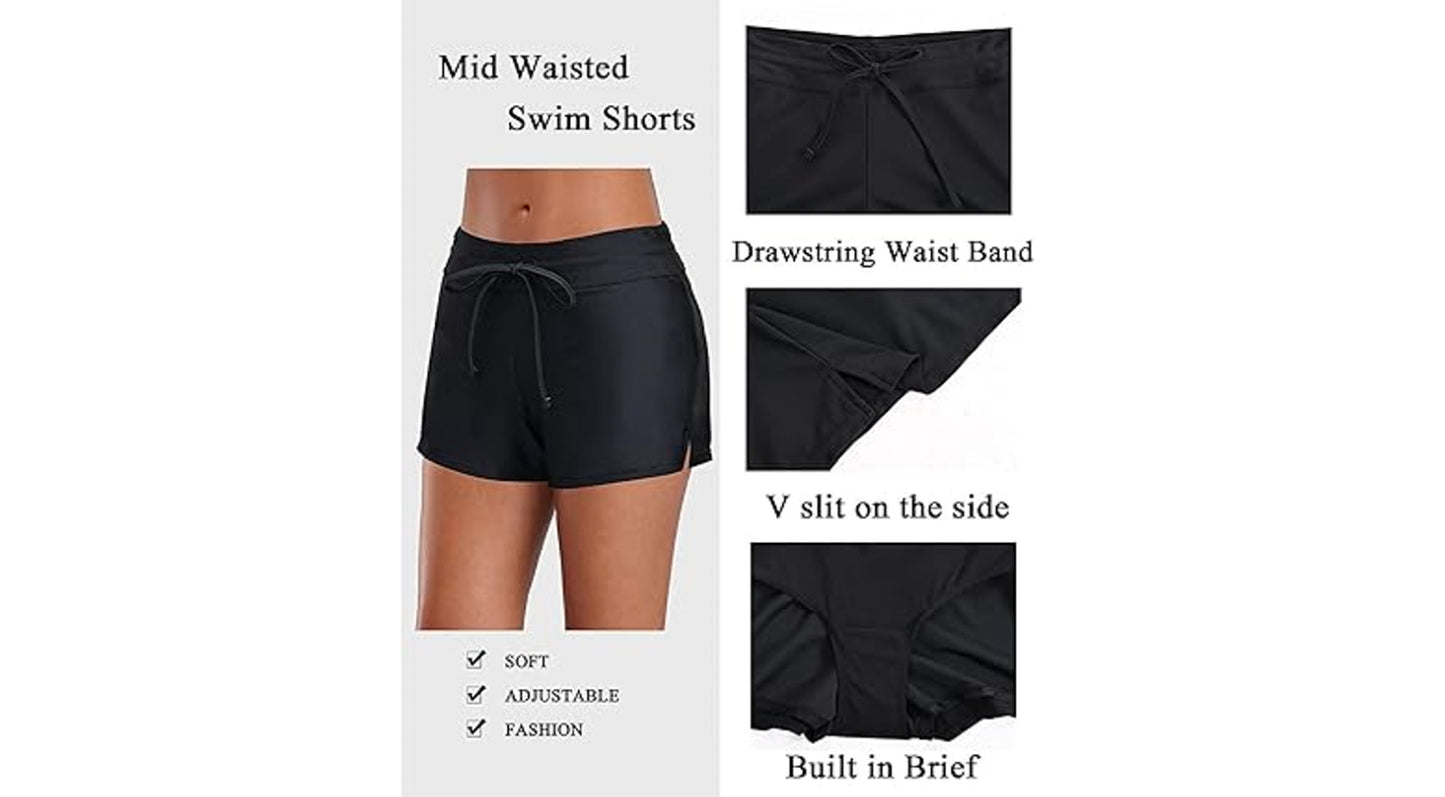 Aqua Eve Two Piece Women's Tankini Swimsuits Blouson Swim Tank Top with Shorts~M