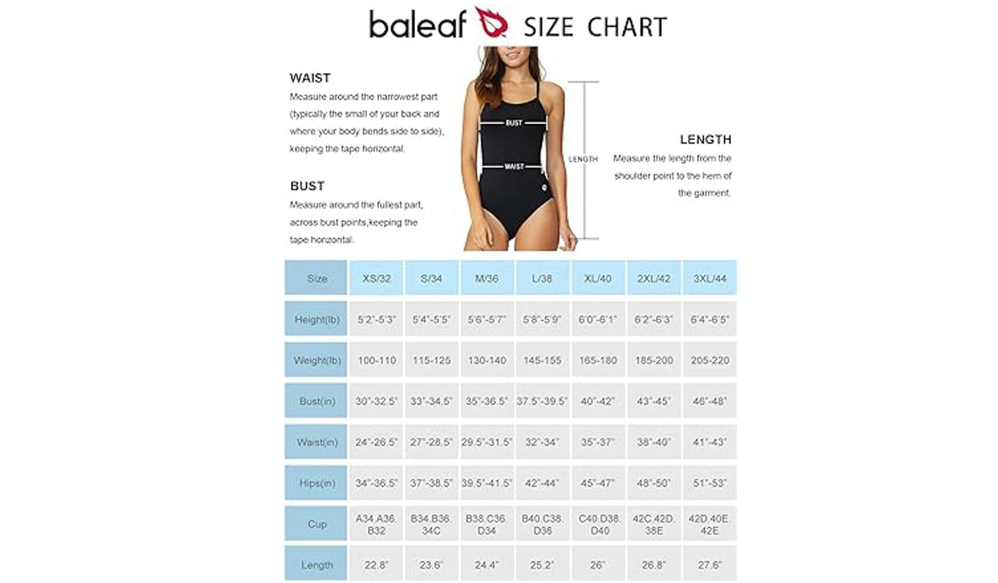 BALEAF Women's Athletic Training Adjustable Strap One Piece Swimsuit Swimwear~34