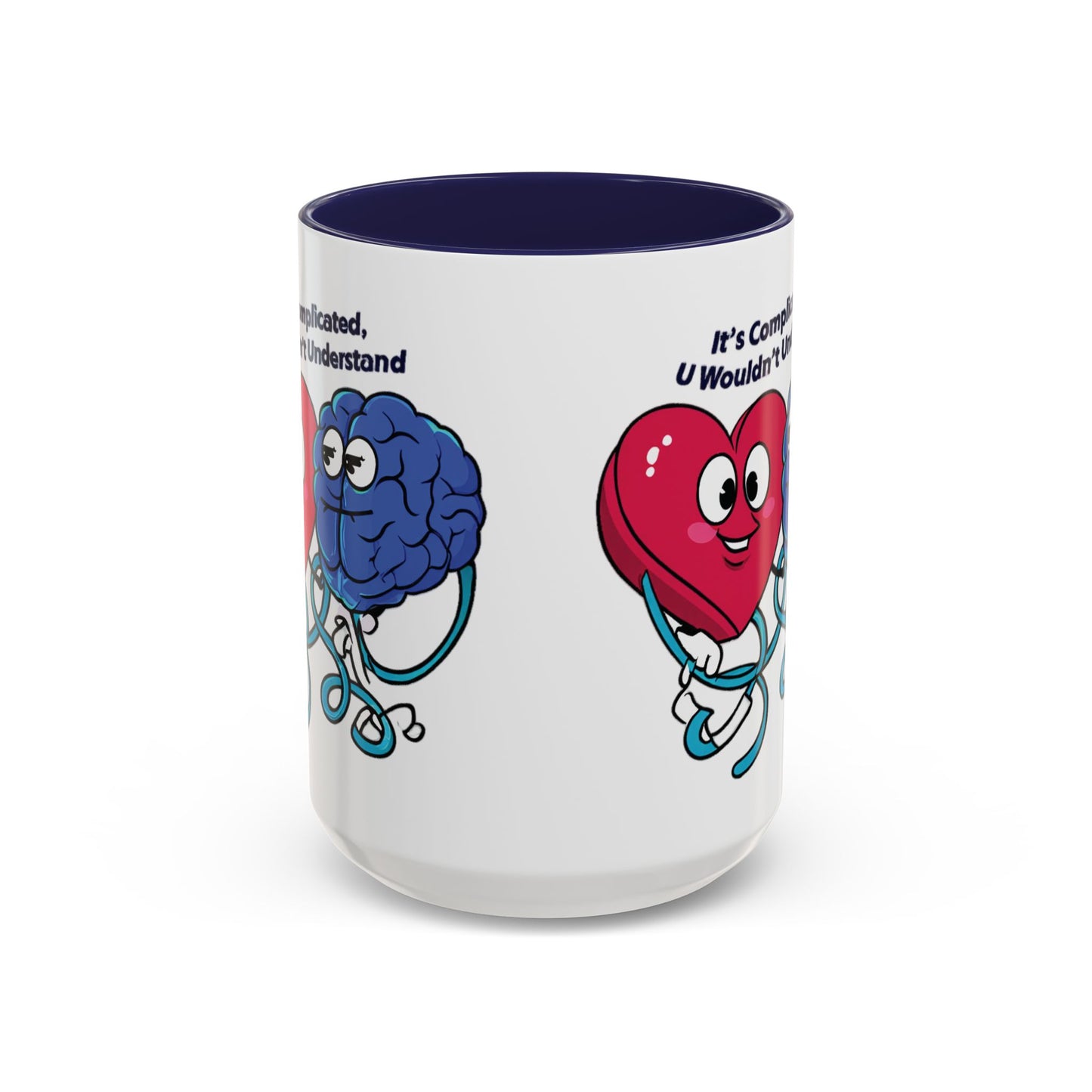 'It's Complicated, U Wouldn't Understand' Heart & Brain Accent Coffee Mug