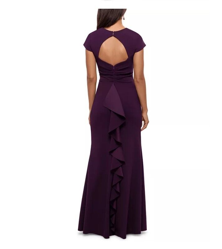 XSCAPE Ruffled Cutout-Back Gown XSCAPE Women's Elegant Dress Rose 8