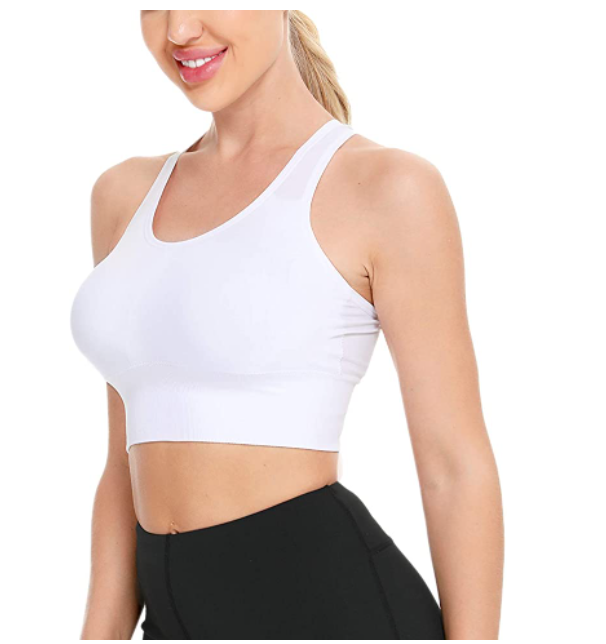 SWOMOG Women Sports Bra Cross Back Yoga Bra Medium Support Workout Bra Padded