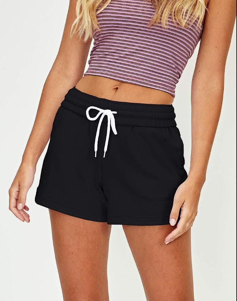 AUTOMET Womens Shorts Drawstring Comfy Elastic High Waist Running Shorts Pockets