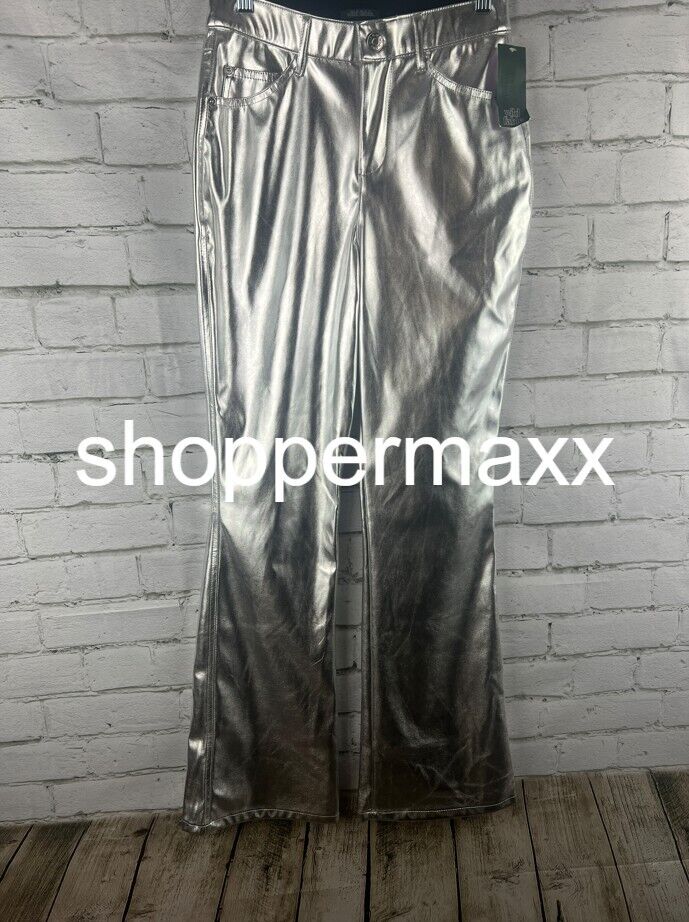 Women's High-Rise Metallic Flare Pants - Wild Fable, Silver, 2