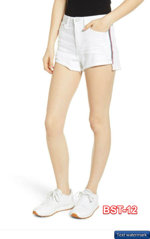 Unionbay Roxie Distressed Side Stripe Denim Shorts, Juniors Size 3, White NEW