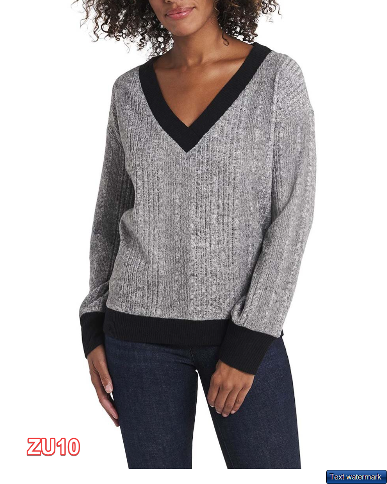 Vince Camuto Heather Gray Brushed-Rib Long-Sleeve V-Neck Sweater - Women XXS